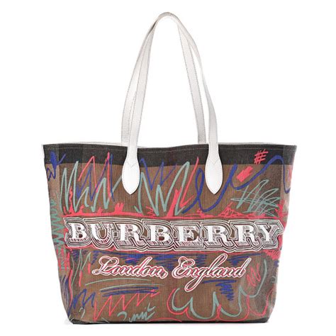 burberry reversible doodle tote white|BURBERRY Coated Canvas Mega Check Sketchbook Large .